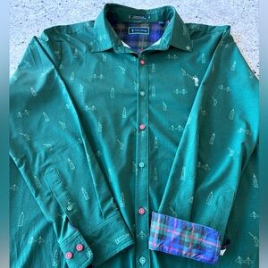 William Murray Golf Teal NYC themed Button Down Shirt